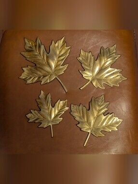 Vintage Brass Maple Leaf Wall Decor Set of 4